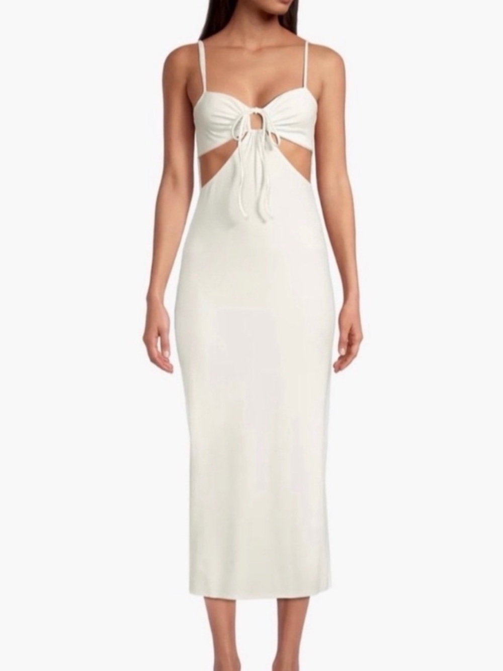 l*space Black Tie-Front Cutout Midi Dress